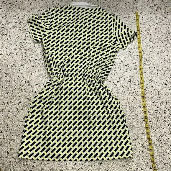 Melly M navy yellow print drawstring waist mini collared polo dress small s - Picture 5 of 5